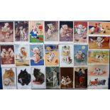 Postcards, Cats & Dogs, a collection of approx. 60 cards, many artist-drawn, inc. Bonzo (14), Cats