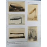 Postcards, Aviation, a selection of 9 post WW1 cards of airships, corner mounted on pages inc. R-100
