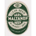 Beer label, Wellow Brewery Co Grimsby, Dark 'Maltanop' Beer, vertical oval 92mm high (vg) (1)