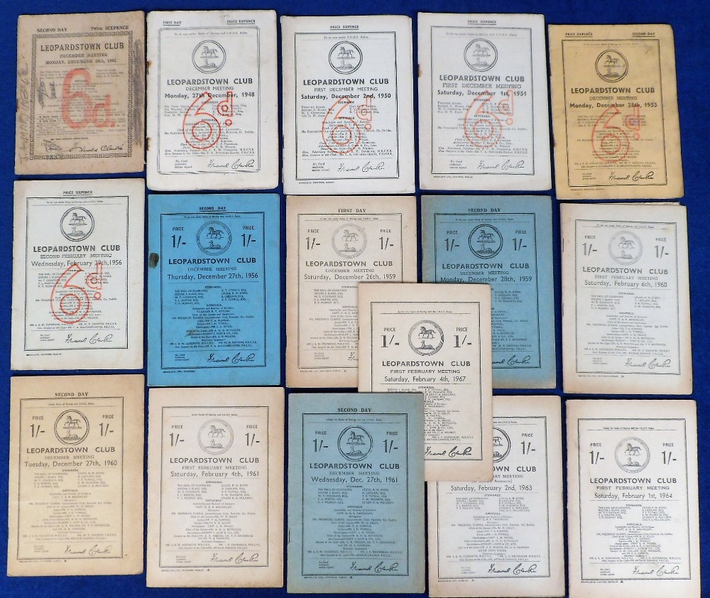 Horse Racing, Racecards, Leopardstown, 16 racecards with dates ranging between 1942 & 1967 (very - Image 2 of 2