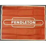 Ephemera, Rail, temporary paper totem sign 'Pendleton' (small tears to creases and folds)