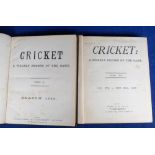 Cricket, two bound volumes of 'Cricket, A Weekly Record of the Game', one a complete year for