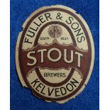 Beer label, Fuller & Sons, Kelvedon, Stout, vertical oval, 87mm high, (tatty with edge damage, poor)