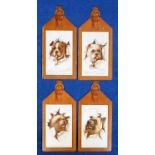 Ephemera, Dogs, set of 4 Christmas cards, die cut, chromolithographed dogs on 'leather' luggage