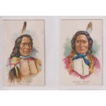 Cigarette cards, USA, Monarch Tobacco Works, American Indian Chiefs, two cards, Black Hawk & Red