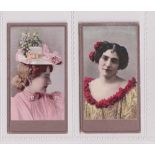 Cigarette cards, Hudden's, Beauties, CHOAB, two cards, ref H21, pictures nos 3 (vg) & 22 (one slight