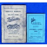 Motorcycle Manuals, Ariel Owner's Guide 1951 and Velocette Service Manual for MSS (Spring Frame)