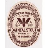 Beer label, Chesham Brewery (pre Brackley) Oatmeal Stout, vertical oval, 97mm high (gd/vg) (1)