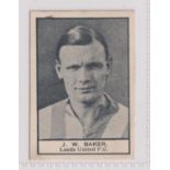 Trade card, Crescent Confectionery, Sportsmen, Football, type card, J.W. Baker, Leeds United FC (gd)