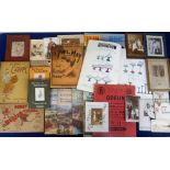 Ephemera, a mixed collection of vintage items inc. Kate Greenaway prints, Phil May Picture Book