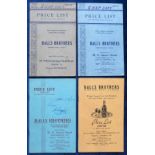 Beer Price Lists, a consecutive selection of 4 price lists from Balls Brothers, 55 St James's Street