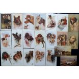 Postcards, a good mix of approx. 64 cards of dogs, hunting and horses with Tuck Oilette sets of