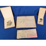 Autograph Albums, 4 albums dating from the 1870s to the 1920s to include art work, WW1, poems,