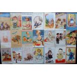Postcards, a selection of approx. 90 signed artist-drawn cards of children, artists inc. Kit Forres,