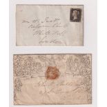 Stamps, Collection of QV envelopes including Mulready A164, 1d black RA, 63 with 1d reds (perf anf