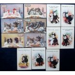 Postcards, a selection of 6 Breakfast in Bed cards illustrated by Ellam inc. chickens, frogs,