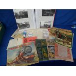 Rail Ephemera, to include 16 pages of loose mounted rail documents from assorted rail companies,