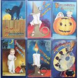 Postcards, a 'set' of 6 embossed Halloween cards illustrated by Ellen H Clapsaddle, also published