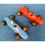 Scalextric Cars, 2 vintage cars Tri-ang Scalextric Lotus MM/C 67. and Cooper MM/C.66 (gd,
