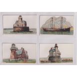 Cigarette cards, USA, Duke's, Lighthouses (die-cut) 'X' size (13/25) (one with damage, gen gd)