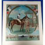 Horse Racing, Victorian colour lithographed horseracing print showing montage image of 'Ayrshire',