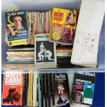 Adult fiction, a collection of 60+ paperbacks, erotic, crime etc, many by the author Rex Stout, also