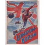 Football programme, Berlin v London, 21 November 1951, London Team includes players from