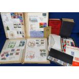 Stamps, collection of first day covers in photograph albums, PHQ cards, mint GB, still valid for