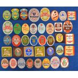 Beer labels, a selection of 40 UK beer labels (38 have collectors stamp on back), various shapes,
