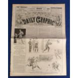 Football memorabilia, Daily Graphic Full Newspaper for 26/2/1901. Has line drawings to front of