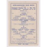 Football programme, Liverpool County FA v Eire FA, Inter-Association Youth Match played at