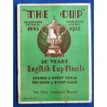 Football brochure, 'The Cup, 1883 - 1932 50 Years of English Cup Finals', 64 pages with team