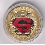 Canadian Superman 2014 100 Dollar Coin, believed to be 14K gold issued by The Canadian Royal Mint in