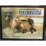 Breweriana, Advertising, Stroud Brewery Cos. Ales and Stout framed and glazed Lawson Wood poster