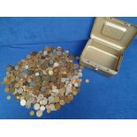 Coins, a cash box containing approx. 3kg of coins, mainly 18th - 20thC GB, many farthings (mixed