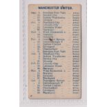 Cigarette card, The Casket Cigarette Co, Football Fixture Card, Manchester United, undated,