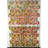 Trade cards, Baines Shields, an uncut colour proof sheet containing images of 90 Baines Shields with