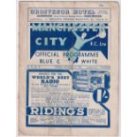 Football programme, Manchester City v Tranmere Rovers, 27th Dec 1938, Div 2 (vertical fold, nof,