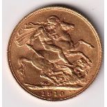 GB Coin, Gold Sovereign, Edward VII 1910 (fine)