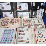 Stamps, collection containing an album with a large selection of postal labels, album of USA Stamps,