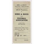 Football programme, Berks & Bucks FA v The Football Association, played at Slough Centre, 18