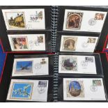 Stamps, GB collection of Benham covers housed in 10 red velvet covered albums 1980s-1990s, 600+