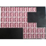 Stamps, GB machin 7p 2 band irregular block of 38 stamps partly perforated. Some stamps are torn and