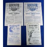 Football programmes, four Ilford home & away programmes, Essex Senior Cup inc. Dagenham v Ilford S/F