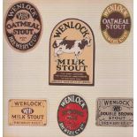 Beer labels, a selection of 13 Wenlock labels, various shapes and sizes, attached to card, (few with
