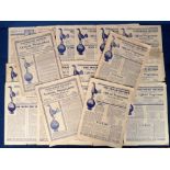 Football programmes, Tottenham Hotspur home programmes, 1946/7 to 1959/60, 21 programmes inc.