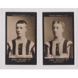 Cigarette cards, John Sinclair, Football Favourites, two cards, no 99 Higgins & no 100 J.M.