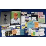 Football, Tottenham Hotspur tin, full of tickets, fixture cards 70s onwards, ballot cards, Season