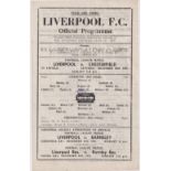 Football programme, Liverpool v Chesterfield, 22 December 1945, Football League North, single
