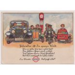 Postcard, Advertising, Motoring, German card, Standard Oil, comic image, continental size, 1930’s (